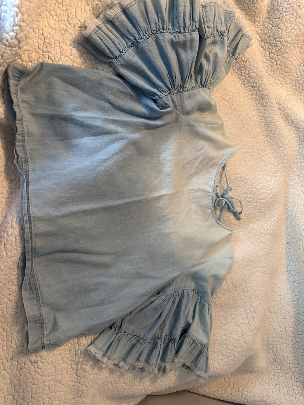 Melrose and Market Light Blue Ruffle Sleeve Blouse